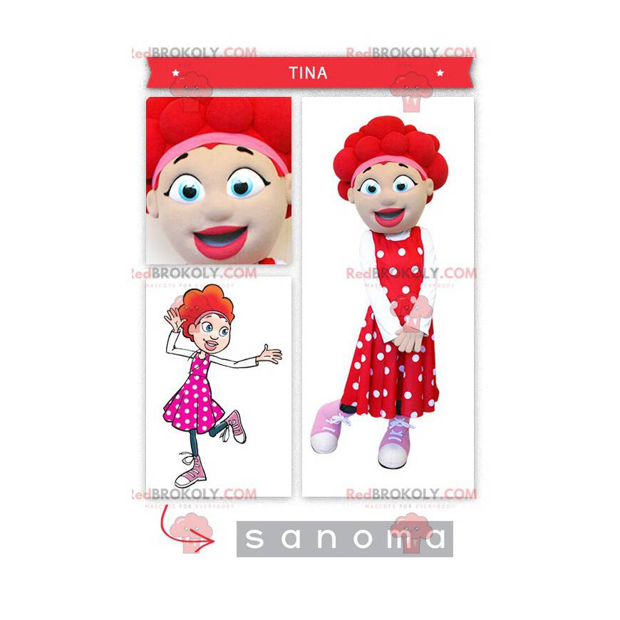 Pige maskot med rødt hår - Redbrokoly.com