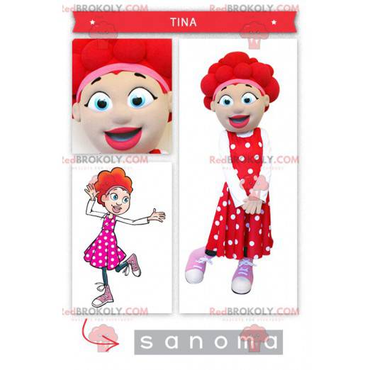 Pige maskot med rødt hår - Redbrokoly.com