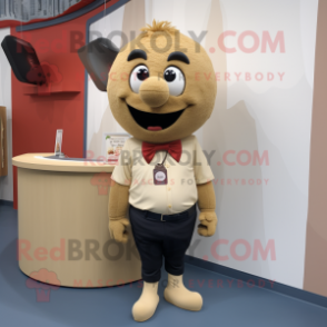 Tan Meatballs mascot costume character dressed with a Oxford Shirt and Anklets