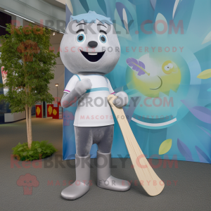 Gray Ice Hockey Stick mascot costume character dressed with a Yoga Pants and Ties