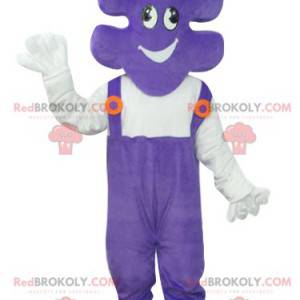 Mascot puslespillbit med lilla kjeledress - Redbrokoly.com