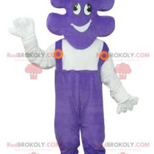 Mascot puzzle piece with purple overalls - Redbrokoly.com