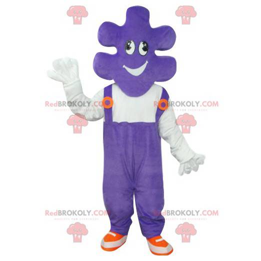 Pezzo di puzzle mascotte con tuta viola - Redbrokoly.com