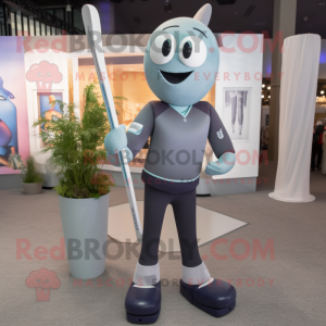 Gray Ice Hockey Stick mascot costume character dressed with a Yoga Pants and Ties