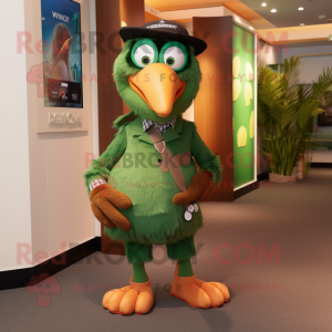 Forest Green Kiwi mascot costume character dressed with a Shorts and Ties