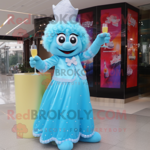 Himmelblå champagne maskot...