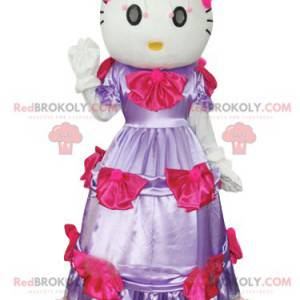 Hello Kitty maskot, den berömda katten med en lila klänning -