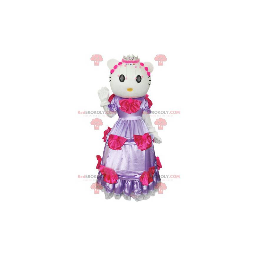 Hello Kitty maskot, slavná kočka s fialovými šaty -