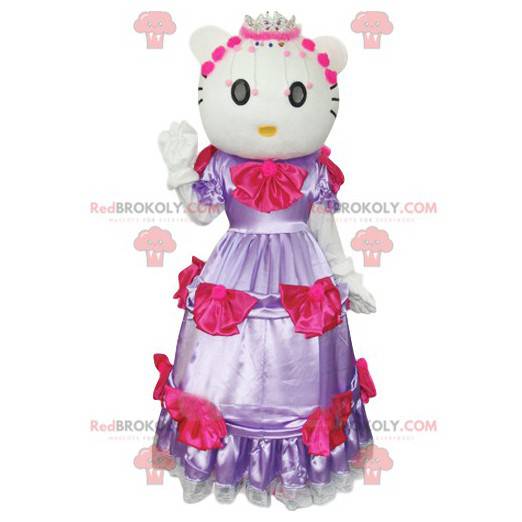 Mascotte Hello Kitty, de beroemde kat met een paarse jurk -