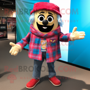 nan Enchiladas mascot costume character dressed with a Flannel Shirt and Bracelets