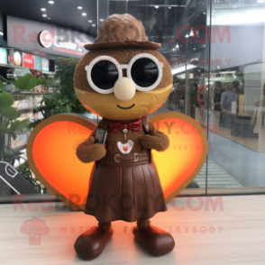 Brown Heart mascot costume character dressed with a Midi Dress and Sunglasses