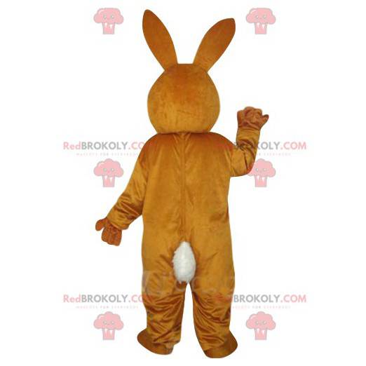 Mascotte de lapin marron et blanc très mignon. Costume de lapin