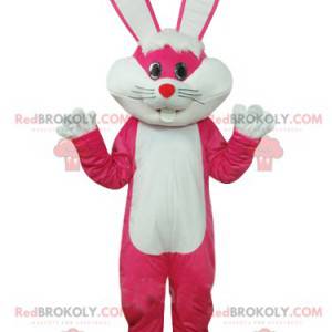 Mascot fuchsia en wit konijn met grote oren! - Redbrokoly.com