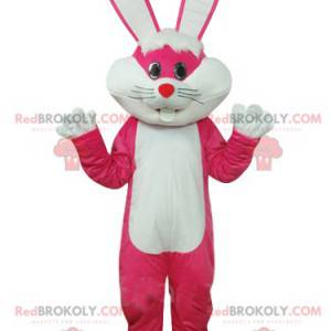 ¡Mascot fucsia y conejo blanco con orejas grandes! -