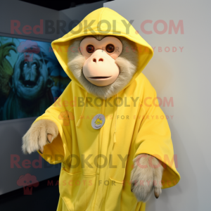 Lemon Yellow Capuchin Monkey mascot costume character dressed with a Cover-up and Keychains