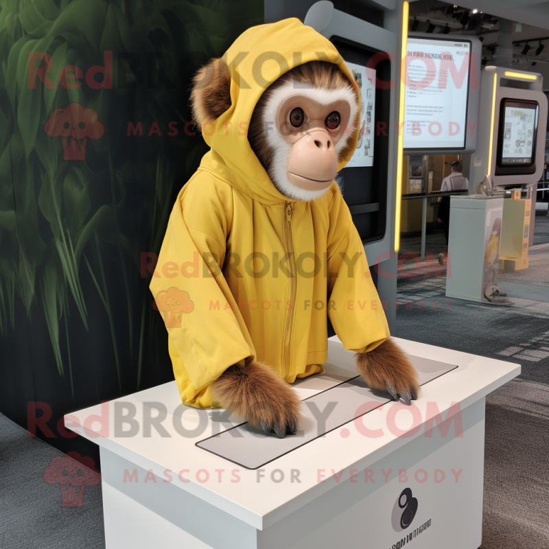 Lemon Yellow Capuchin Monkey mascot costume character dressed with a Cover-up and Keychains