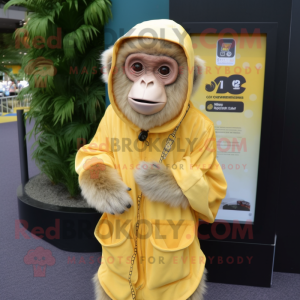 Lemon Yellow Capuchin Monkey mascot costume character dressed with a Cover-up and Keychains