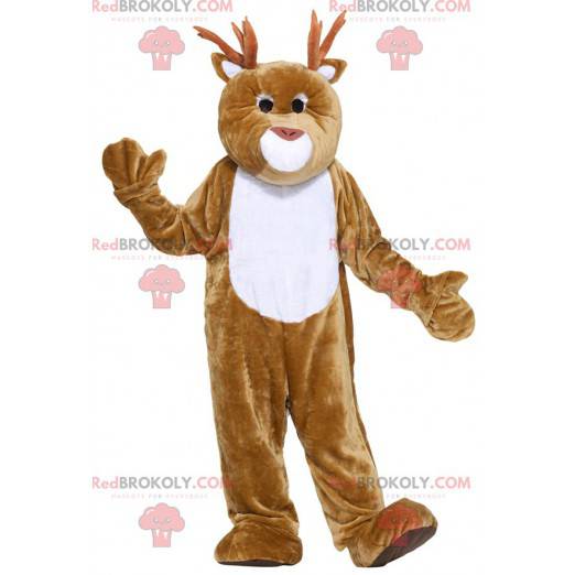 Giant brown and white reindeer mascot - Redbrokoly.com