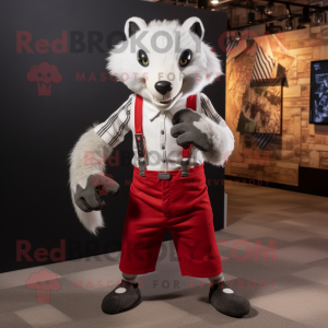 White Badger mascot costume character dressed with a Graphic Tee and Ties