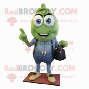 Olive Phone mascot costume character dressed with a Denim Shorts and Wallets