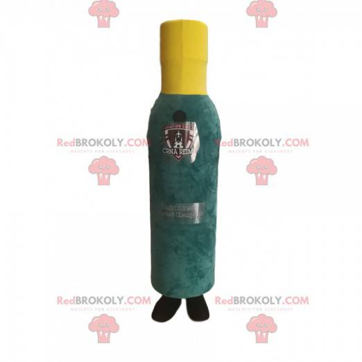Grøn og gul flaske maskot. Flaske kostume - Redbrokoly.com
