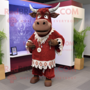 Maroon Beef Stroganoff mascot costume character dressed with a Rash Guard and Earrings
