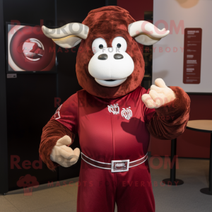 Maroon Beef Stroganoff mascot costume character dressed with a Rash Guard and Earrings