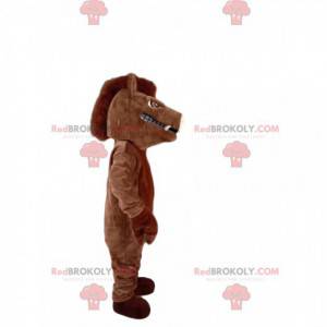 Very aggressive brown boar mascot. Wild boar costume. -
