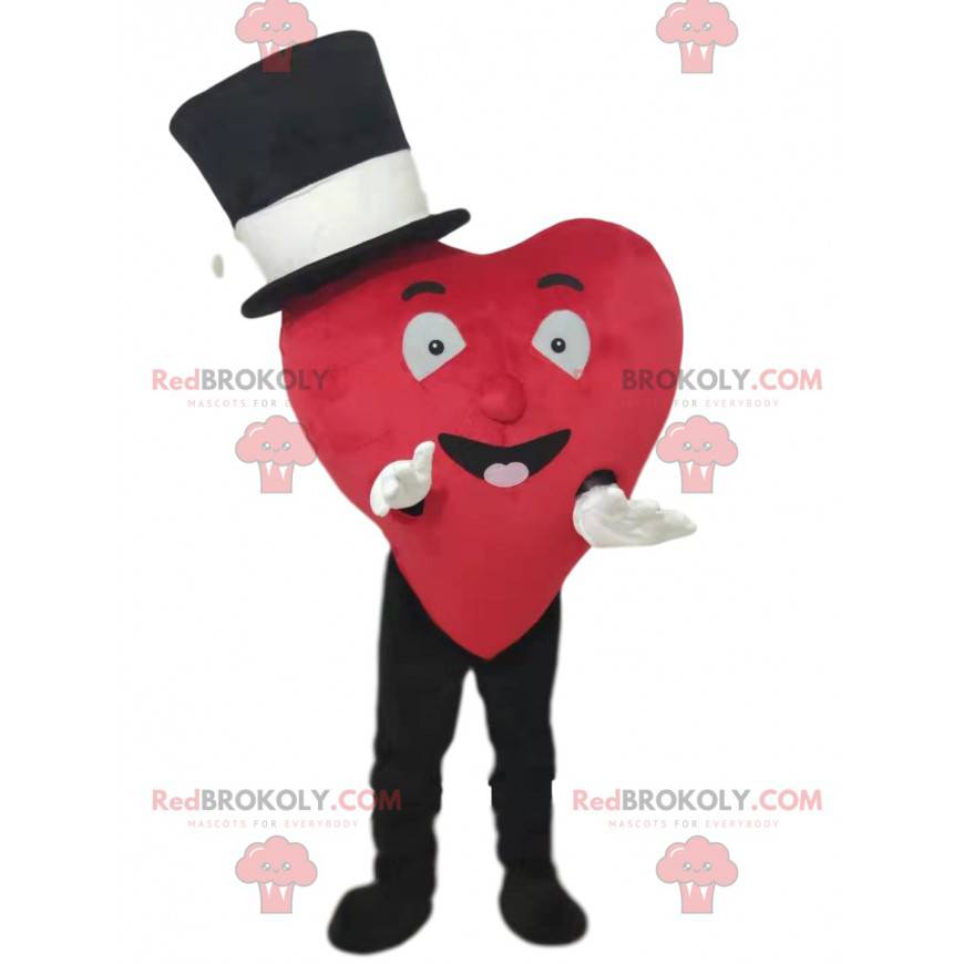 Red heart mascot smiling with a black hat - Redbrokoly.com