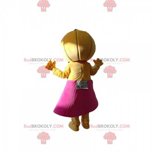 Mascota de cebolla con falda rosa. Disfraz de higos -