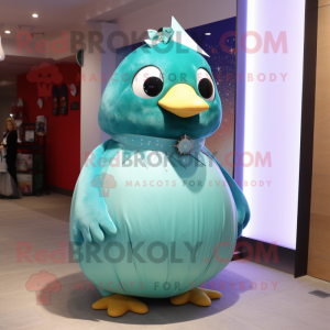 Cyan Penguin maskot kostume...