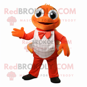 Red Orange mascot costume character dressed with a Turtleneck and Bow ties