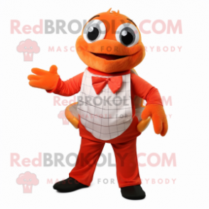 Red Orange mascot costume character dressed with a Turtleneck and Bow ties