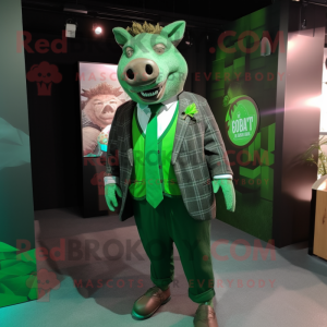 Grön vildsvin maskot kostym...