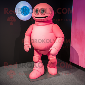 Pink Human Cannon Ball mascot costume character dressed with a Turtleneck and Foot pads
