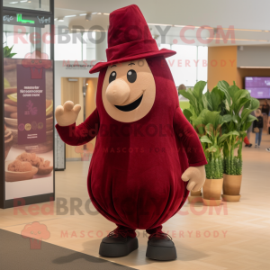 Maroon Beet mascot costume character dressed with a Romper and Hat pins