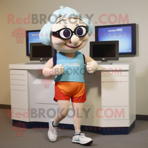 nan Squash mascot costume character dressed with a Running Shorts and Reading glasses