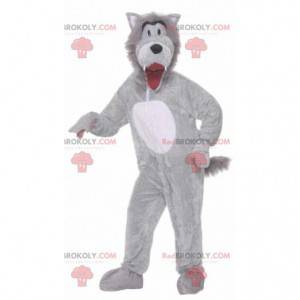 Fully customizable gray and white wolf mascot - Redbrokoly.com