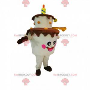 Two-story cake mascot, with a candle. Cake costume -