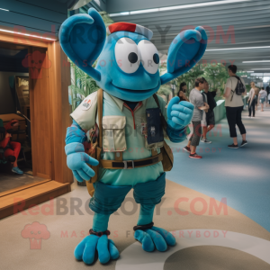 Teal Lobster mascot costume character dressed with a Cargo Pants and Watches