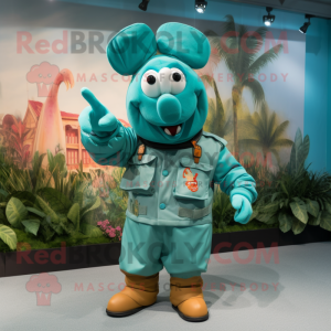 Teal Lobster mascot costume character dressed with a Cargo Pants and Watches