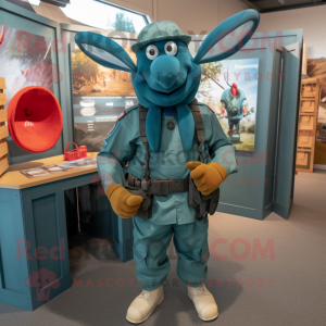 Teal Lobster mascot costume character dressed with a Cargo Pants and Watches