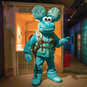 Teal Lobster mascot costume character dressed with a Cargo Pants and Watches