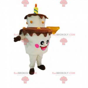 Two-story cake mascot, with a candle. Cake costume -