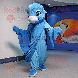 Blå delfin maskot kostume...