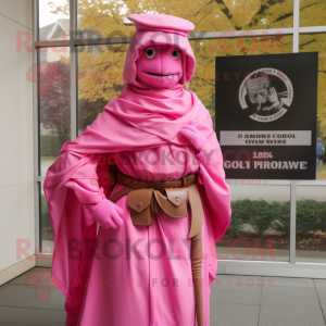 Pink Civil War Soldier mascot costume character dressed with a Cover-up and Scarves