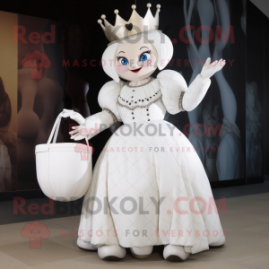 Hvid Queen maskot kostume...