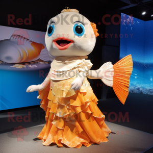 Cream Goldfish maskot...