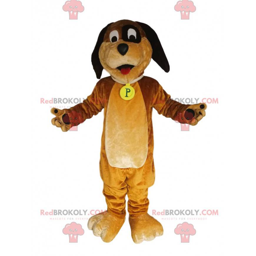 Divertente mascotte cane marrone. Costume da cane -
