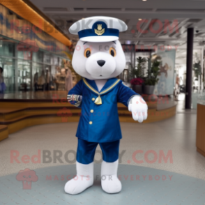 Navy Arrow Of Love mascot costume character dressed with a Playsuit and Shoe laces